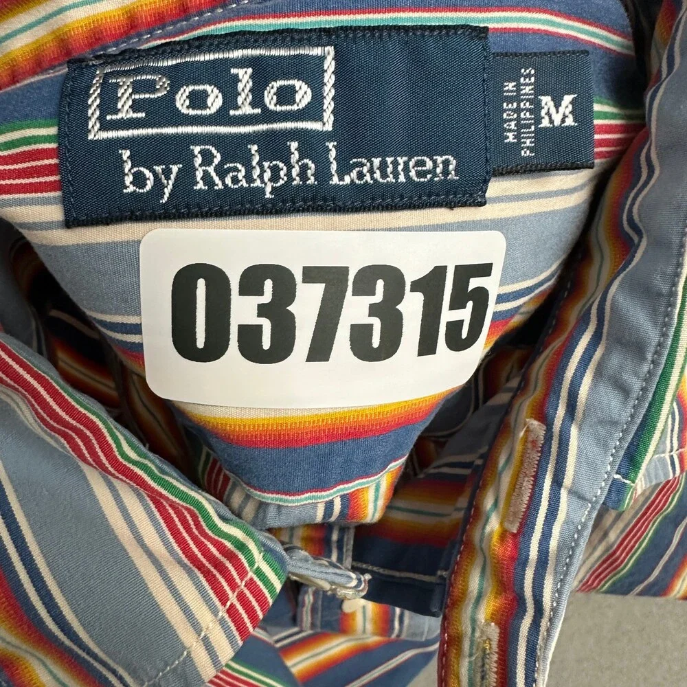 Polo Ralph Lauren Shirt Men Medium Multi Color Striped Long Sleeve Button Down M